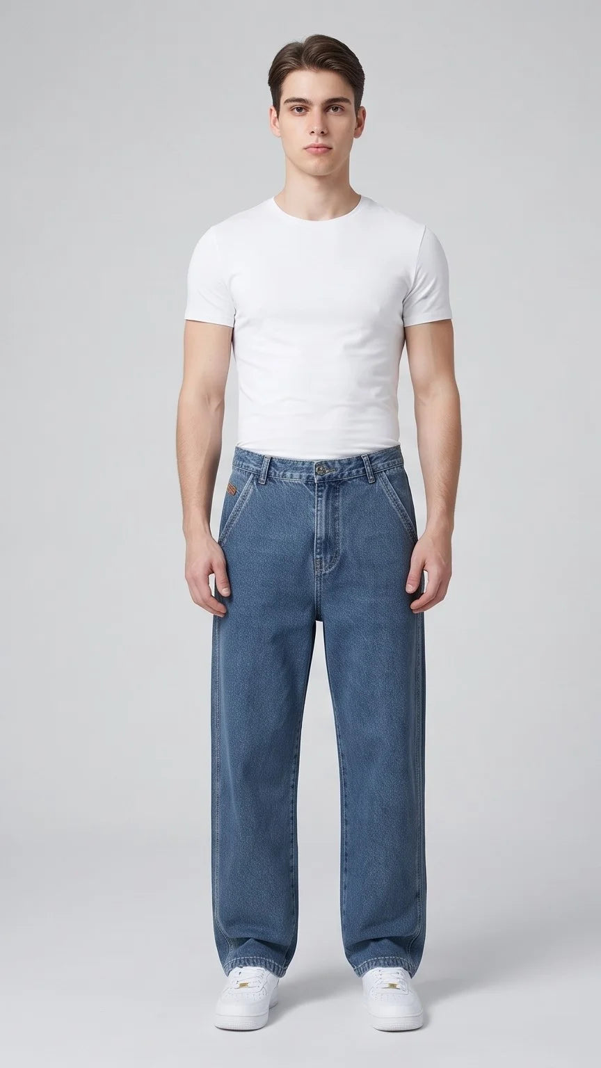 Second Generation Double Stitch Cross Pocket Denim Jeans - Denim Blue