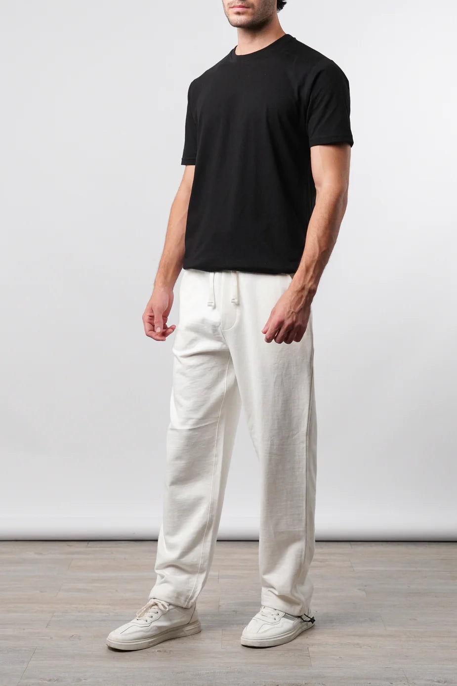 White Baggy Straight Fit Trouser