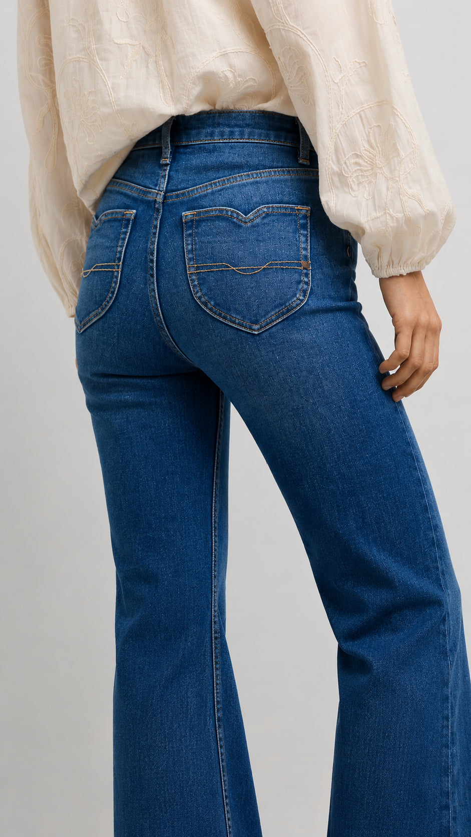 Zuiki Jeans - Denim Blue High Rise Flare Fit Bootcut Jeans