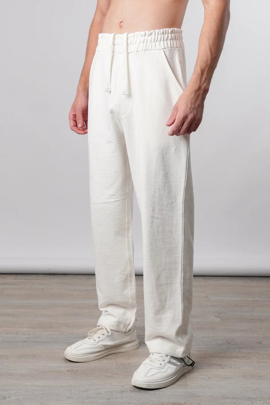 White Baggy Straight Fit Trouser