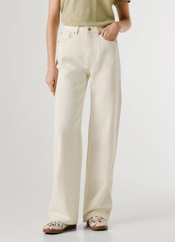 Pepe Jeans London - Lexa White Mid Rise Straight Fit Jeans