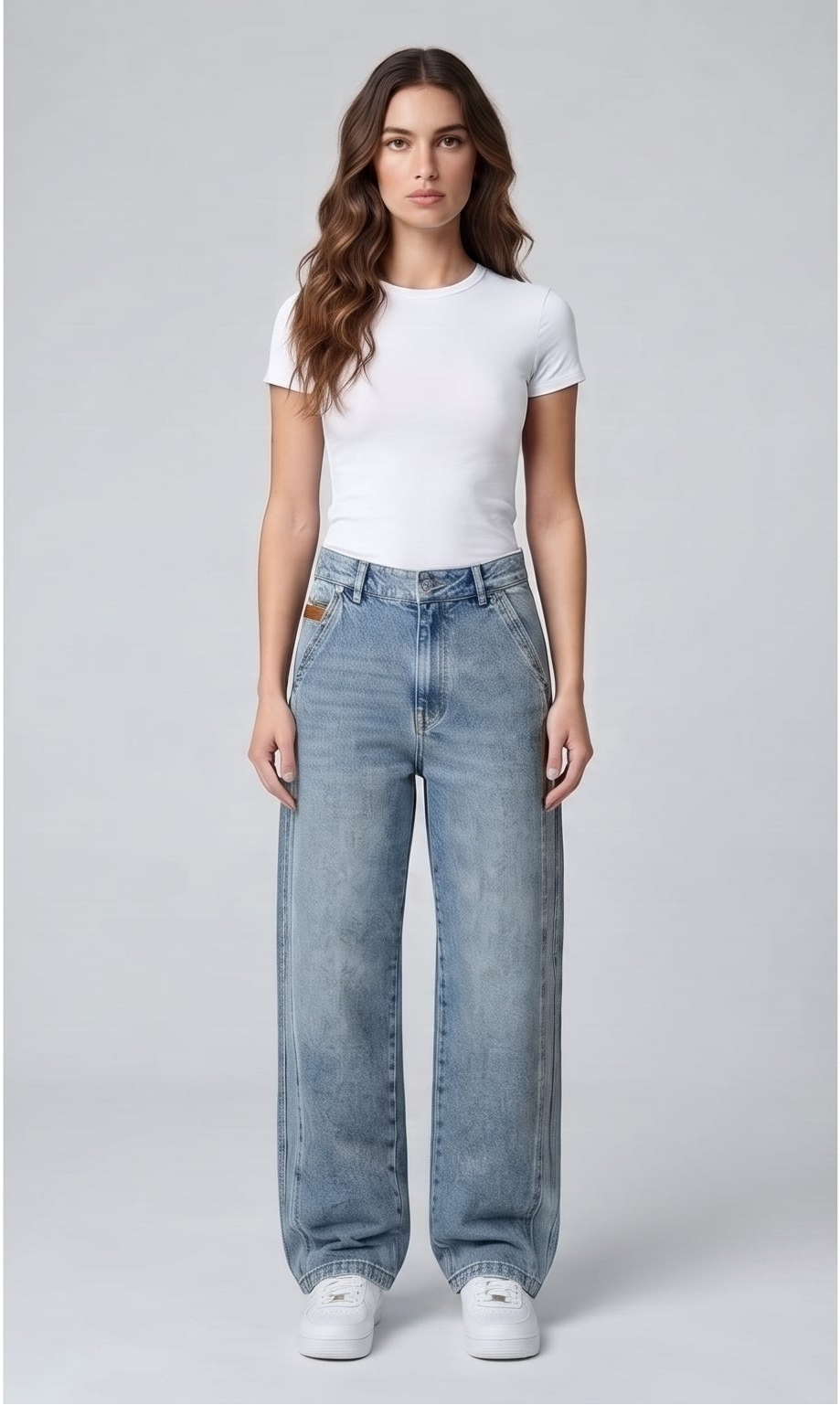 Second Generation Double Stitch Cross Pocket Denim Jeans - Sky Blue